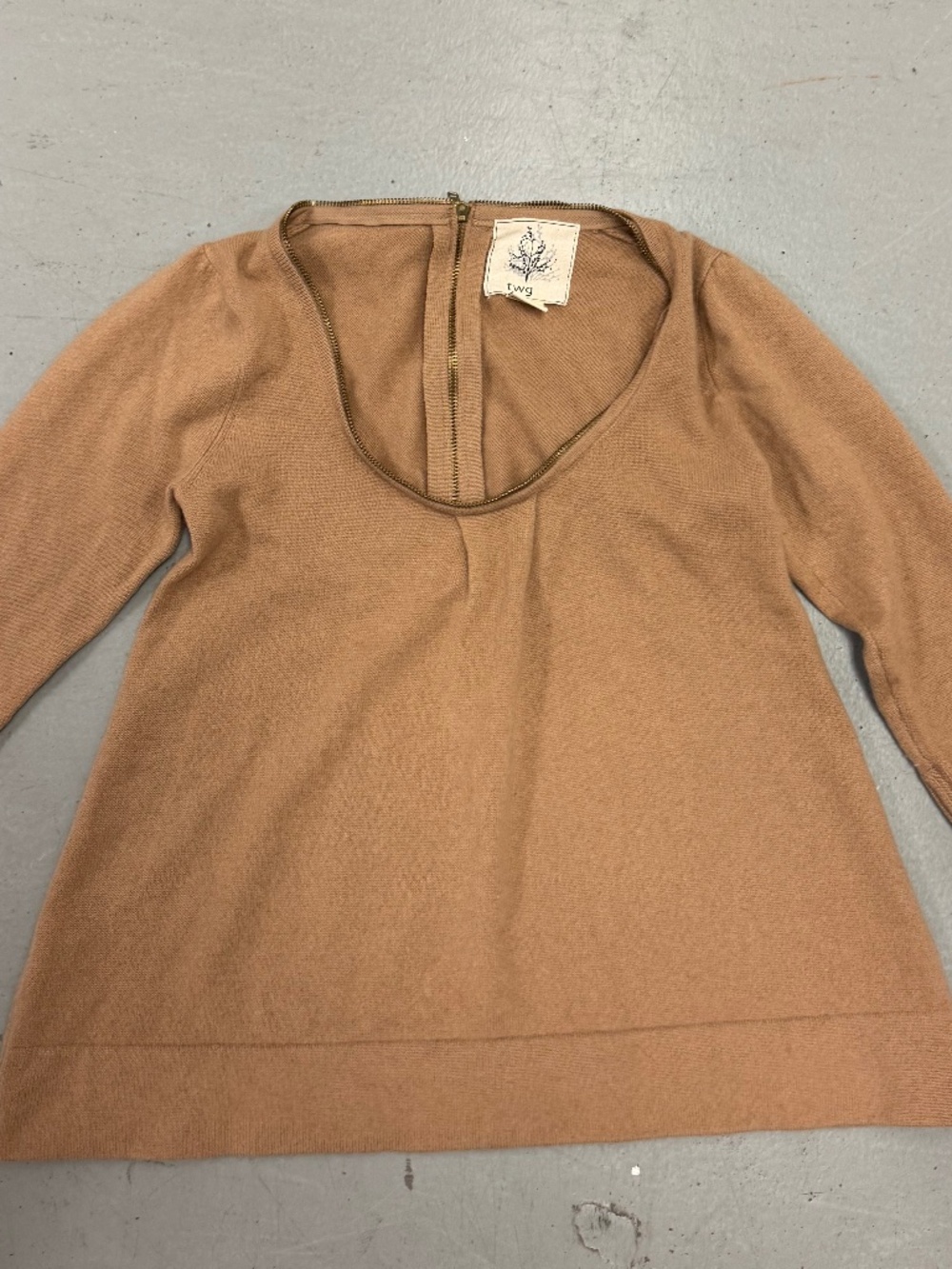 Anthropologie TWG 100% Cashmere Camel Color Sweater, Size S